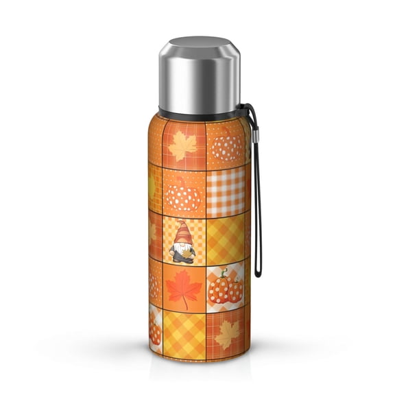 20 Oz Fall Pumpkins Gnomes with Autumn Leaves Coffee Tumbler Double Wall Insulated Stainless Steel Water Bottle | Metal Reusable Thermoses Flask with Cup Cap | Leak & Sweat Proof with Anti-Dust Lid