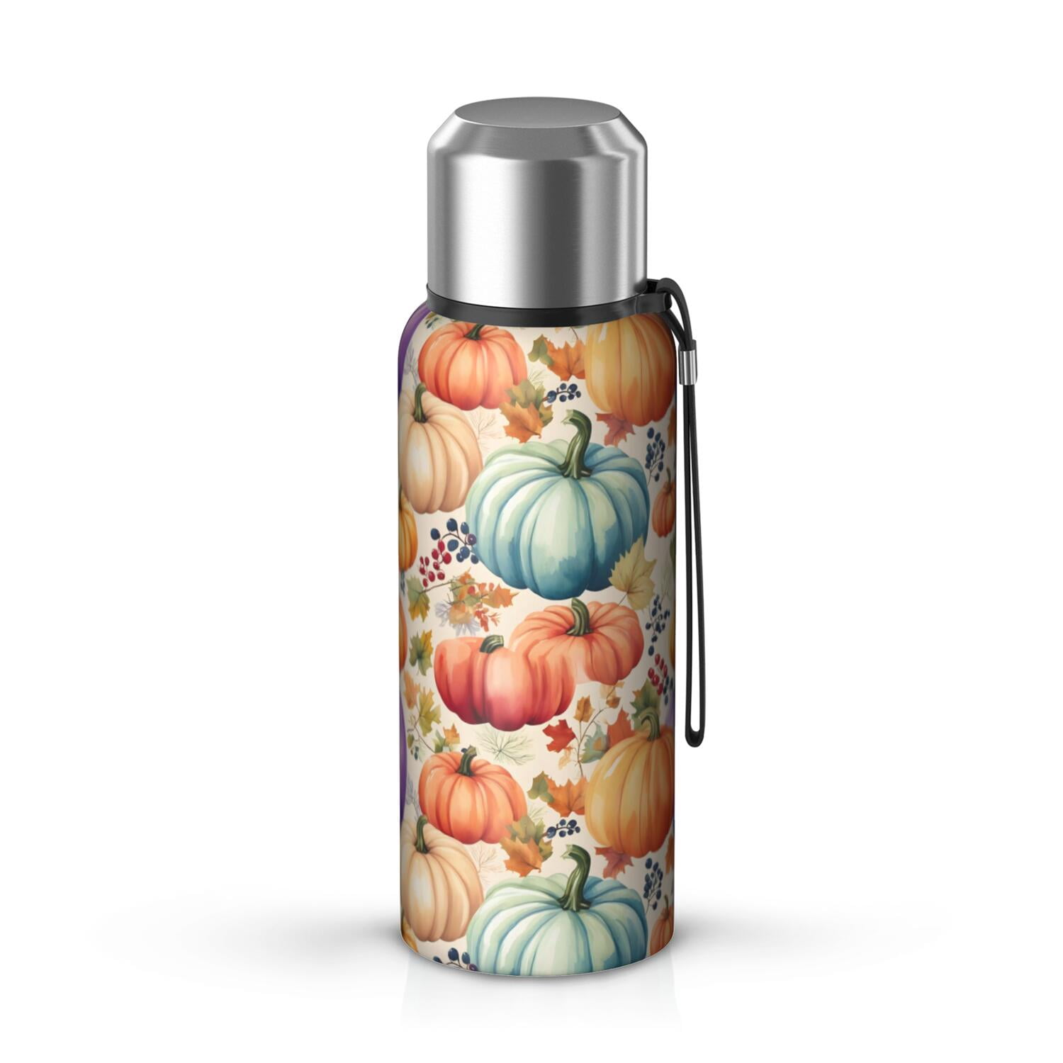 20 Oz Fall Pumpkins and Leaves Pattern Coffee Tumbler Double Wall Insulated Stainless Steel Water Bottle | Metal Reusable Thermoses Flask with Cup Cap | Leak & Sweat Proof with Anti-Dust Lid