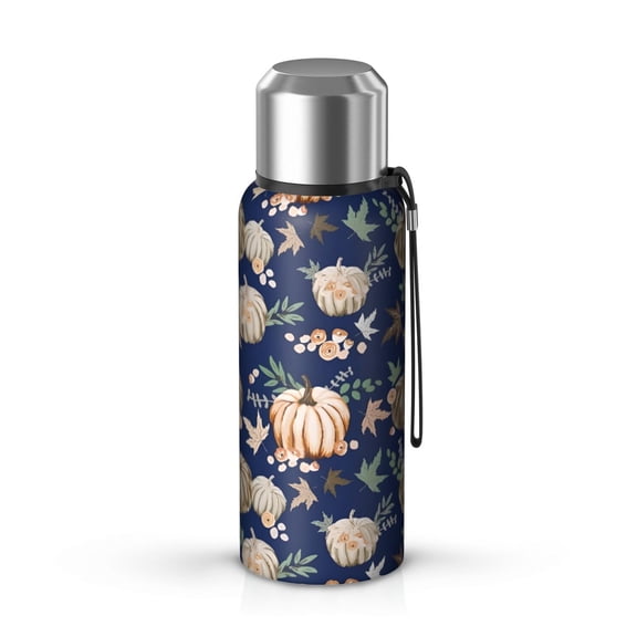20 Oz Fall Pumpkins Leaves Pattern Coffee Tumbler Double Wall Insulated Stainless Steel Water Bottle | Metal Reusable Thermoses Flask with Cup Cap | Leak & Sweat Proof with Anti-Dust Lid