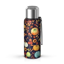 20 Oz Fall Pumpkins Leaves Pattern Coffee Tumbler Double Wall Insulated Stainless Steel Water Bottle | Metal Reusable Thermoses Flask with Cup Cap | Leak & Sweat Proof with Anti-Dust Lid