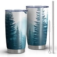 thumbnail image 1 of 20 Oz Forest with Mountains Coffee Tumbler Double Wall Insulated Stainless Steel Water Bottle | Metal Reusable Thermoses Flask with Cup Cap | Leak & Sweat Proof with Anti-Dust Lid, 1 of 7
