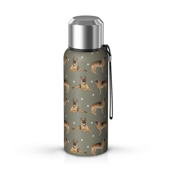 20 Oz German Shepherd Dog and Footprint Coffee Tumbler Double Wall Insulated Stainless Steel Water Bottle | Metal Reusable Thermoses Flask with Cup Cap | Leak & Sweat Proof with Anti-Dust Lid