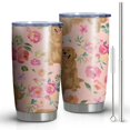 thumbnail image 1 of 20 Oz Golden Retriever with Flowers Coffee Tumbler Double Wall Insulated Stainless Steel Water Bottle | Metal Reusable Thermoses Flask with Cup Cap | Leak & Sweat Proof with Anti-Dust Lid, 1 of 7