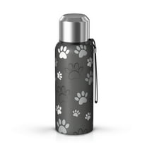 20 Oz Grey Dog Paw Footprint Coffee Tumbler Double Wall Insulated Stainless Steel Water Bottle | Metal Reusable Thermoses Flask with Cup Cap | Leak & Sweat Proof with Anti-Dust Lid