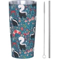 thumbnail image 1 of 20 Oz Insulated Tumbler with Lid and Straw, Cute Floral Skunks Mom Dad Iced Coffee Stainless Steel Vacuum Insulated Tumbler Cup Travel Mug for Hot and Cold, 1 of 6
