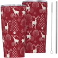 thumbnail image 1 of 20 Oz Insulated Tumbler with Lid and Straw, Deer Christmas Tree Mom Dad Iced Coffee Stainless Steel Vacuum Insulated Tumbler Cup Travel Mug for Hot and Cold, 1 of 6