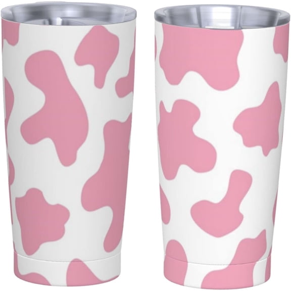 20 Oz Insulated Tumbler with Lid and Straw, Pink Cow Print Camo Camoflage Mom Dad Iced Coffee Stainless Steel Vacuum Insulated Tumbler Cup Travel Mug for Hot and Cold