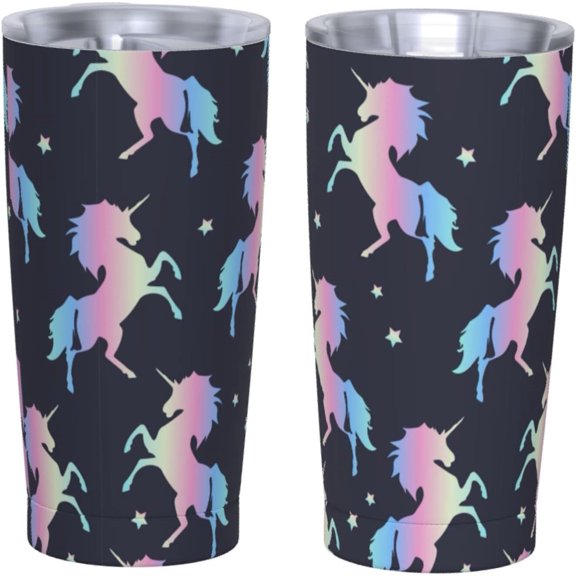 20 Oz Insulated Tumbler with Lid and Straw, rainbow unicorns Mom Dad Iced Coffee Stainless Steel Vacuum Insulated Tumbler Cup Travel Mug for Hot and Cold