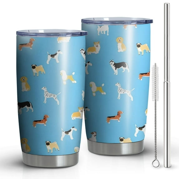 20 Oz Kirky Hasky Dalmatian Coffee Tumbler Double Wall Insulated Stainless Steel Water Bottle | Metal Reusable Thermoses Flask with Cup Cap | Leak & Sweat Proof with Anti-Dust Lid