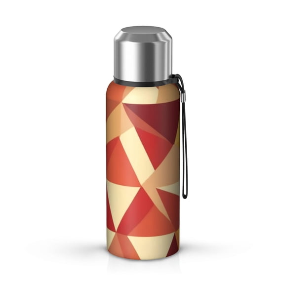 20 Oz Orange Modern Art Geometric Coffee Tumbler Double Wall Insulated Stainless Steel Water Bottle | Metal Reusable Thermoses Flask with Cup Cap | Leak & Sweat Proof with Anti-Dust Lid