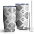 thumbnail image 1 of 20 Oz Pawprints Argyle Coffee Tumbler Double Wall Insulated Stainless Steel Water Bottle | Metal Reusable Thermoses Flask with Cup Cap | Leak & Sweat Proof with Anti-Dust Lid, 1 of 7