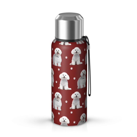 20 Oz Pink Bichon Frise Coffee Tumbler Double Wall Insulated Stainless Steel Water Bottle | Metal Reusable Thermoses Flask with Cup Cap | Leak & Sweat Proof with Anti-Dust Lid