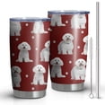 thumbnail image 1 of 20 Oz Pink Bichon Frise Coffee Tumbler Double Wall Insulated Stainless Steel Water Bottle | Metal Reusable Thermoses Flask with Cup Cap | Leak & Sweat Proof with Anti-Dust Lid, 1 of 7