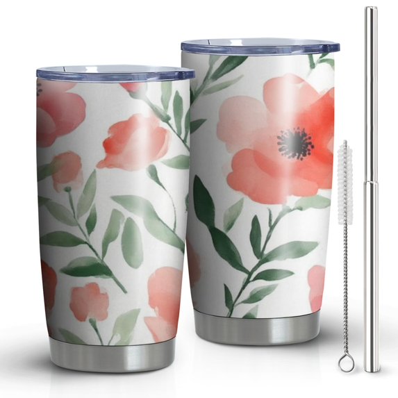 20 Oz Pioneer Flower Coffee Tumbler Double Wall Insulated Stainless Steel Water Bottle | Metal Reusable Thermoses Flask with Cup Cap | Leak & Sweat Proof with Anti-Dust Lid