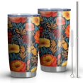 thumbnail image 1 of 20 Oz Pioneer Flower Coffee Tumbler Double Wall Insulated Stainless Steel Water Bottle | Metal Reusable Thermoses Flask with Cup Cap | Leak & Sweat Proof with Anti-Dust Lid, 1 of 7