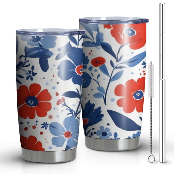 20 Oz Pioneer Flower Coffee Tumbler Double Wall Insulated Stainless Steel Water Bottle | Metal Reusable Thermoses Flask with Cup Cap | Leak & Sweat Proof with Anti-Dust Lid