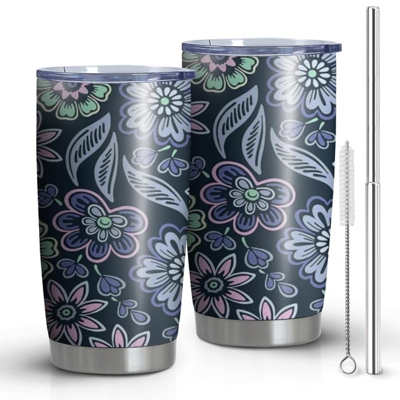 20 Oz Pioneer Flower Coffee Tumbler Double Wall Insulated Stainless Steel Water Bottle | Metal Reusable Thermoses Flask with Cup Cap | Leak & Sweat Proof with Anti-Dust Lid