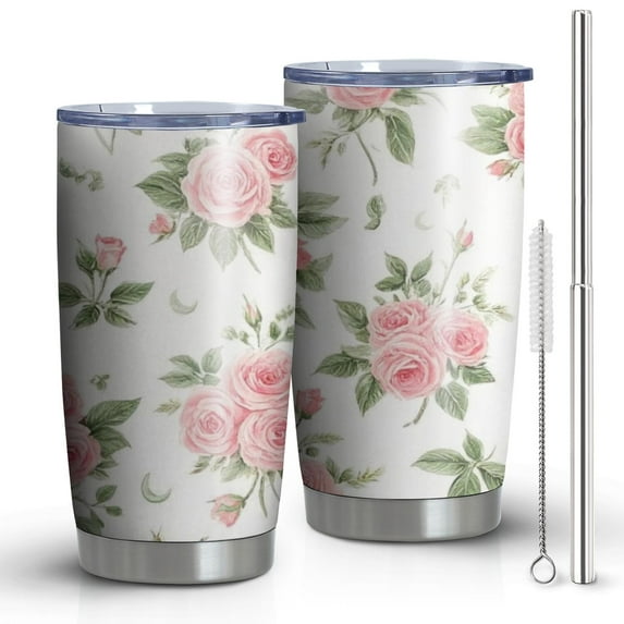 20 Oz Pioneer Flower Coffee Tumbler Double Wall Insulated Stainless Steel Water Bottle | Metal Reusable Thermoses Flask with Cup Cap | Leak & Sweat Proof with Anti-Dust Lid