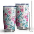 thumbnail image 1 of 20 Oz Pioneer Flower Coffee Tumbler Double Wall Insulated Stainless Steel Water Bottle | Metal Reusable Thermoses Flask with Cup Cap | Leak & Sweat Proof with Anti-Dust Lid, 1 of 7