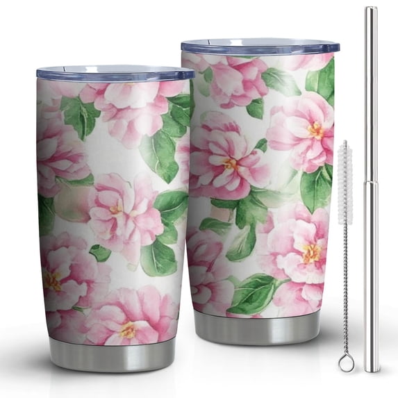 20 Oz Pioneer Flower Coffee Tumbler Double Wall Insulated Stainless Steel Water Bottle | Metal Reusable Thermoses Flask with Cup Cap | Leak & Sweat Proof with Anti-Dust Lid