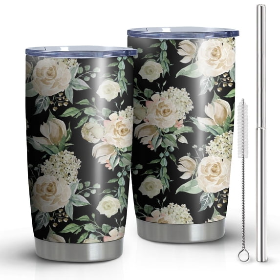 20 Oz Pioneer Flower Coffee Tumbler Double Wall Insulated Stainless Steel Water Bottle | Metal Reusable Thermoses Flask with Cup Cap | Leak & Sweat Proof with Anti-Dust Lid