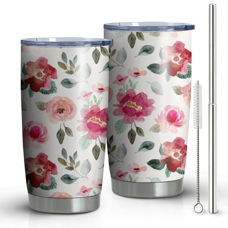 20 Oz Pioneer Flower Coffee Tumbler Double Wall Insulated Stainless Steel Water Bottle | Metal Reusable Thermoses Flask with Cup Cap | Leak & Sweat Proof with Anti-Dust Lid