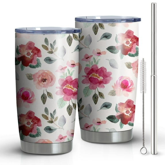 20 Oz Pioneer Flower Coffee Tumbler Double Wall Insulated Stainless Steel Water Bottle | Metal Reusable Thermoses Flask with Cup Cap | Leak & Sweat Proof with Anti-Dust Lid