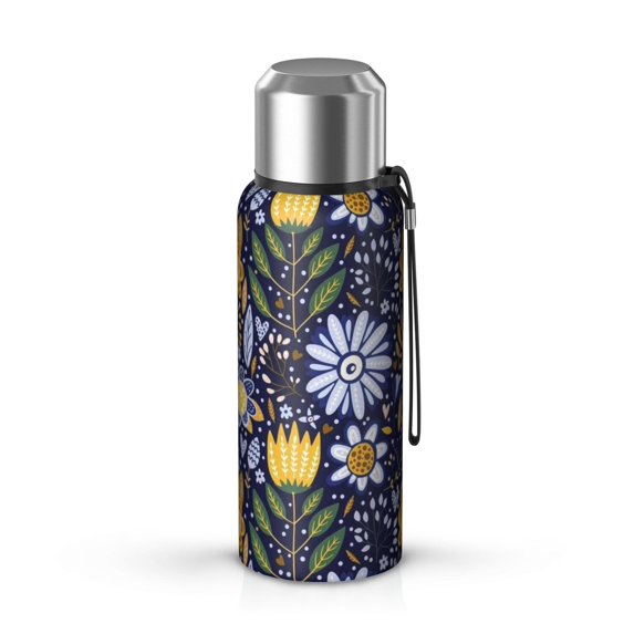 20 Oz Pioneer Flower Coffee Tumbler Double Wall Insulated Stainless Steel Water Bottle | Metal Reusable Thermoses Flask with Cup Cap | Leak & Sweat Proof with Anti-Dust Lid