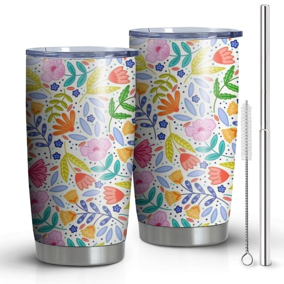 20 Oz Pioneer Flower Coffee Tumbler Double Wall Insulated Stainless Steel Water Bottle | Metal Reusable Thermoses Flask with Cup Cap | Leak & Sweat Proof with Anti-Dust Lid