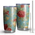 thumbnail image 1 of 20 Oz Pioneer Flower Coffee Tumbler Double Wall Insulated Stainless Steel Water Bottle | Metal Reusable Thermoses Flask with Cup Cap | Leak & Sweat Proof with Anti-Dust Lid, 1 of 7
