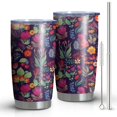 thumbnail image 1 of 20 Oz Pioneer Flower Coffee Tumbler Double Wall Insulated Stainless Steel Water Bottle | Metal Reusable Thermoses Flask with Cup Cap | Leak & Sweat Proof with Anti-Dust Lid, 1 of 7