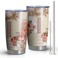 thumbnail image 1 of 20 Oz Pioneer Flower Coffee Tumbler Double Wall Insulated Stainless Steel Water Bottle | Metal Reusable Thermoses Flask with Cup Cap | Leak & Sweat Proof with Anti-Dust Lid, 1 of 7