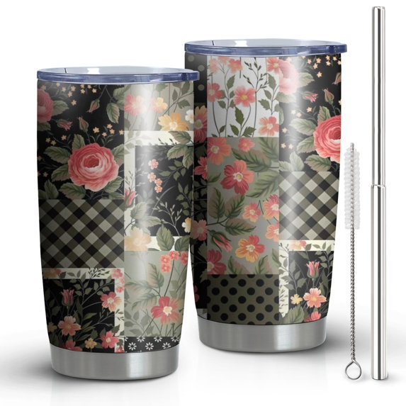 20 Oz Pioneer Flower Coffee Tumbler Double Wall Insulated Stainless Steel Water Bottle | Metal Reusable Thermoses Flask with Cup Cap | Leak & Sweat Proof with Anti-Dust Lid