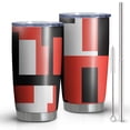 thumbnail image 1 of 20 Oz Red and Black Modern Art Geometric Coffee Tumbler Double Wall Insulated Stainless Steel Water Bottle | Metal Reusable Thermoses Flask with Cup Cap | Leak & Sweat Proof with Anti-Dust Lid, 1 of 7