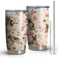 thumbnail image 1 of 20 Oz Shepherd Dog and Flower Floral Coffee Tumbler Double Wall Insulated Stainless Steel Water Bottle | Metal Reusable Thermoses Flask with Cup Cap | Leak & Sweat Proof with Anti-Dust Lid, 1 of 7
