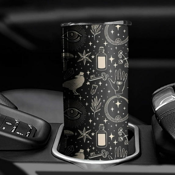20 Oz Skinny Tumbler with Lid and Straw Goth Print Double Wall Insulated Stainless Steel Drinks Hot or Cold Coffee Cups Gothic Travel Mug Gifts for Women/Man