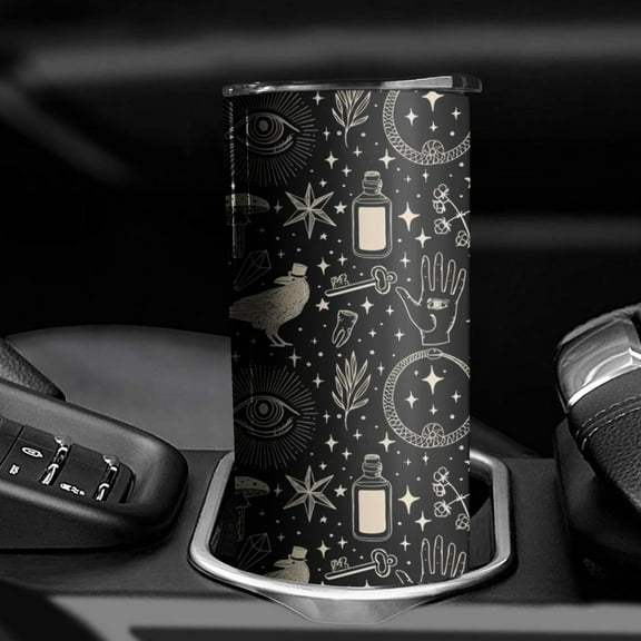 20 Oz Skinny Tumbler with Lid and Straw Goth Print Double Wall Insulated Stainless Steel Drinks Hot or Cold Coffee Cups Gothic Travel Mug Gifts for Women/Man