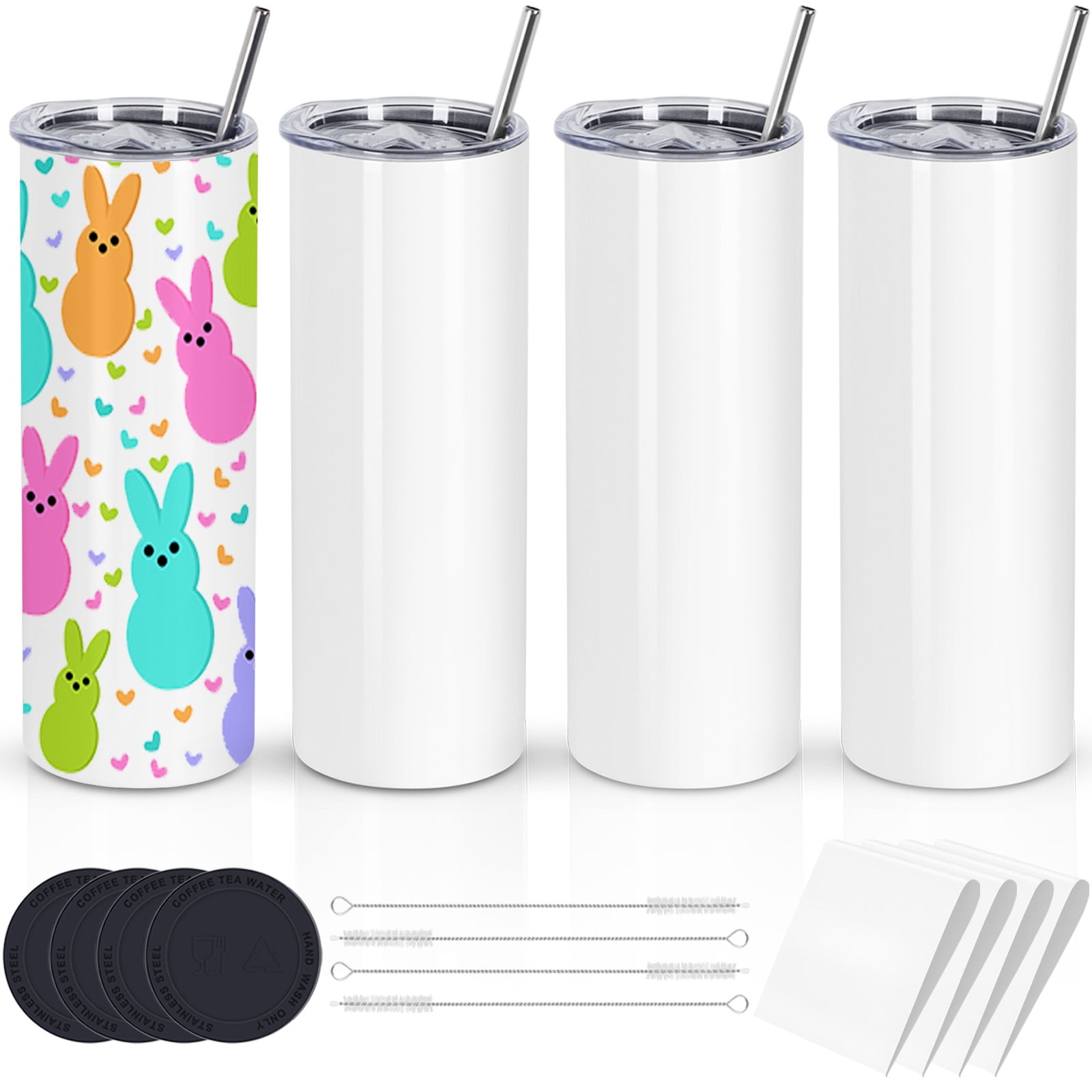 20 Oz Sublimation Tumblers Bulk, Sublimation Blank Tumbler, Stainless Steel  Double Wall Insulated Sublimation Cups with Lid and straw, Individually ...