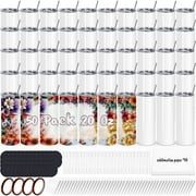 20 Oz Sublimation Tumblers Bulk, Sublimation Blank Tumbler, Stainless Steel Double Wall Insulated Sublimation Cups with Lid and straw, Individually Box (50 Pack