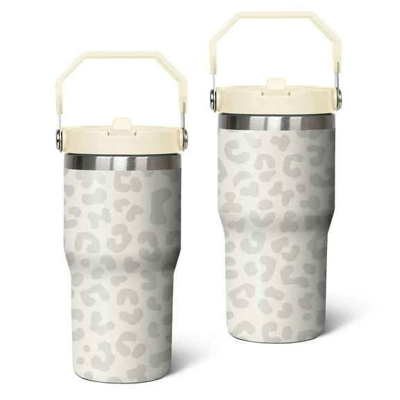 20 Oz Tumbler Beige Leopard Print Tumbler with Lid and Straw, Birthday Gift Cup for Friend Women Men Coffee Travel Mug Thanksgiving Day Halloween Christmas Gift Water Bottle