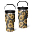 thumbnail image 1 of 20 Oz Tumbler Black Yellow Sunflowers Tumbler with Lid and Straw, Birthday Gift Cup for Friend Women Men Coffee Travel Mug Thanksgiving Day Halloween Christmas Gift Water Bottle, 1 of 1