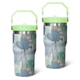 thumbnail image 1 of 20 Oz Tumbler Cactus Blue Green Tumbler with Lid and Straw, Birthday Gift Cup for Friend Women Men Coffee Travel Mug Thanksgiving Day Halloween Christmas Gift Water Bottle, 1 of 1