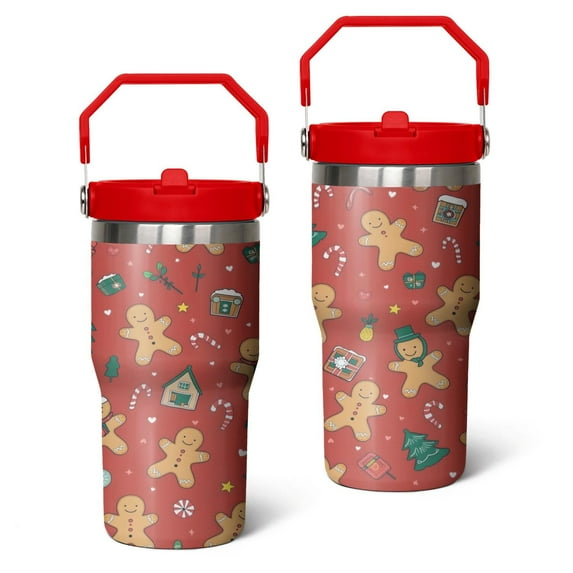 20 Oz Tumbler Christmas Gingerbread Is Red Tumbler with Lid and Straw, Birthday Gift Cup for Friend Women Men Coffee Travel Mug Thanksgiving Day Halloween Christmas Gift Water Bottle