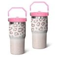thumbnail image 1 of 20 Oz Tumbler Fles-colored Leopard Print Sequins Tumbler with Lid and Straw, Birthday Gift Cup for Friend Women Men Coffee Travel Mug Thanksgiving Day Halloween Christmas Gift Water Bottle, 1 of 1