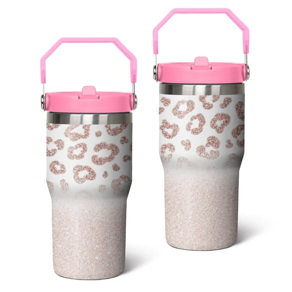 20 Oz Tumbler Fles-colored Leopard Print Sequins Tumbler with Lid and Straw, Birthday Gift Cup for Friend Women Men Coffee Travel Mug Thanksgiving Day Halloween Christmas Gift Water Bottle