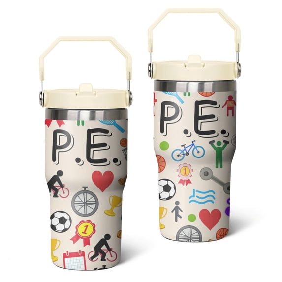 20 Oz Tumbler Football Physical Education Teacher Tumbler with Lid and Straw, Birthday Gift Cup for Friend Women Men Coffee Travel Mug Thanksgiving Day Halloween Christmas Gift Water Bottle