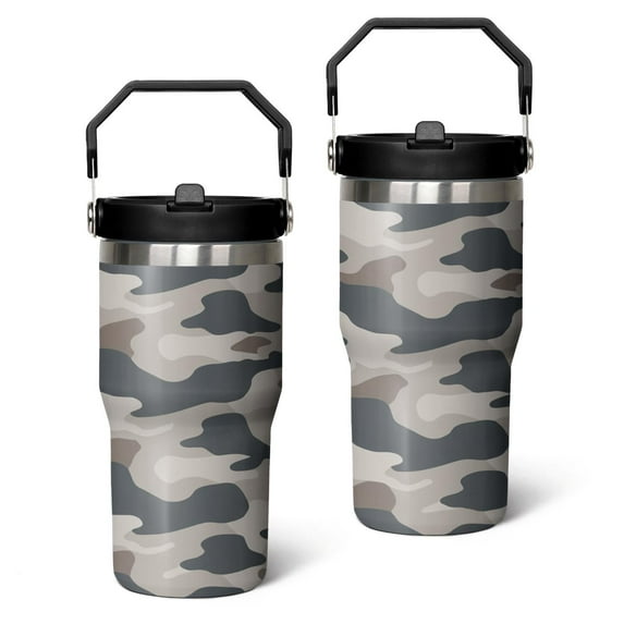 20 Oz Tumbler Gray-green Camouflage Tumbler with Lid and Straw, Birthday Gift Cup for Friend Women Men Coffee Travel Mug Thanksgiving Day Halloween Christmas Gift Water Bottle