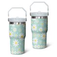 thumbnail image 1 of 20 Oz Tumbler Mint Green Daisies Tumbler with Lid and Straw, Birthday Gift Cup for Friend Women Men Coffee Travel Mug Thanksgiving Day Halloween Christmas Gift Water Bottle, 1 of 1