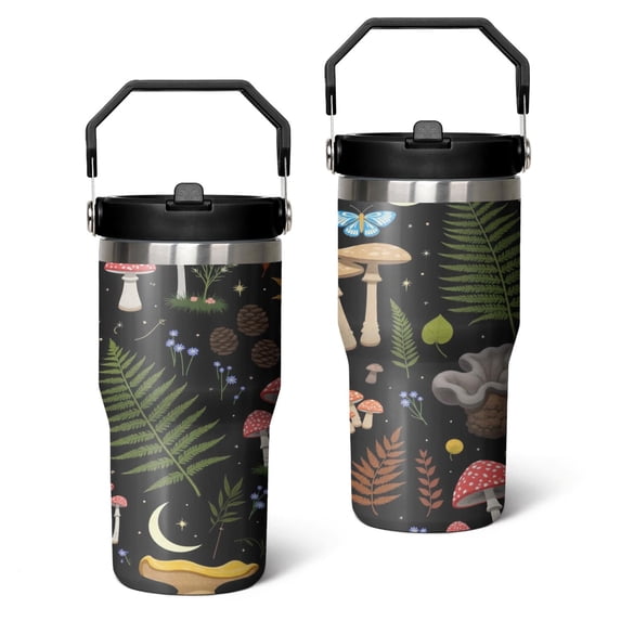 20 Oz Tumbler Mushroom Leaves Are Black Tumbler with Lid and Straw, Birthday Gift Cup for Friend Women Men Coffee Travel Mug Thanksgiving Day Halloween Christmas Gift Water Bottle