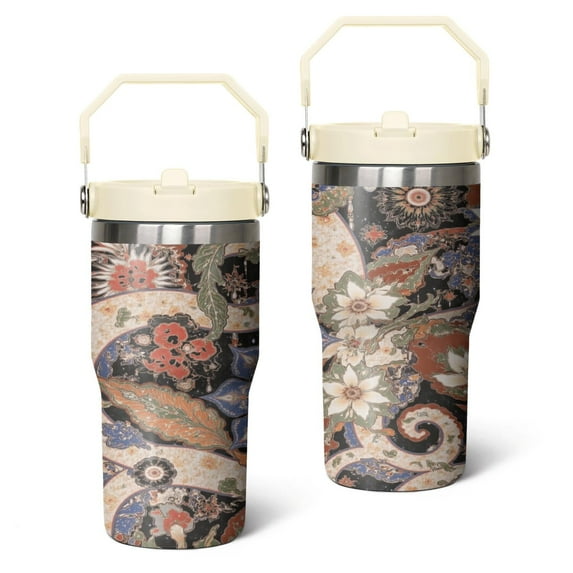 20 Oz Tumbler Paisley Design Tumbler with Lid and Straw, Birthday Gift Cup for Friend Women Men Coffee Travel Mug Thanksgiving Day Halloween Christmas Gift Water Bottle